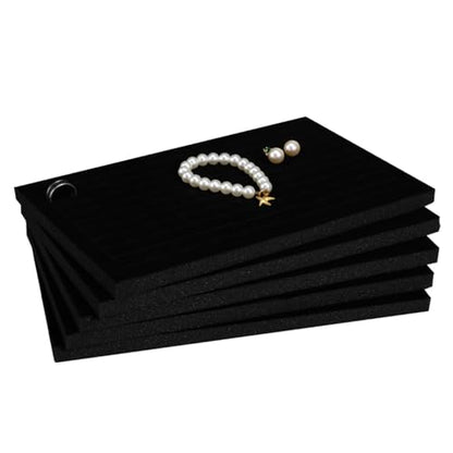 Lurrose 5pack Black Velvet Ring Organizer Foams Earring Storage Box，slot Foam Insert Stud Jewelry Holder，ring Inserts Display Pad Retail Showcase