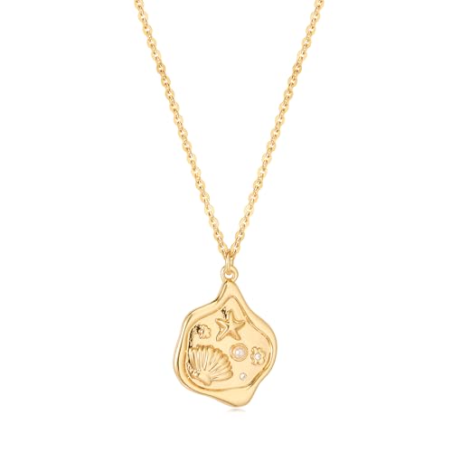 MTMY Gold Starfish Necklace 14K Gold Plated Shell Conch Ocean Pendant Necklace for Women Beach Summer Jewelry - style: shell starfish