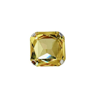 Square Large Rhinestone Exaggerated Statement Ring for Women Sparkling Thick Chunky Geometric Big Crystal Stone Finger Knuckle Band Rings Open Adjustable Wedding Brides Cocktail Prom Party Jewelry - color: Yellow