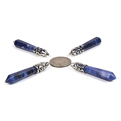 Justinstones Hexagonal Pointed Reiki Chakra Pendant Stainless Steel Chain Necklace 20 Inch Iron Gift Box - color: Sodalite