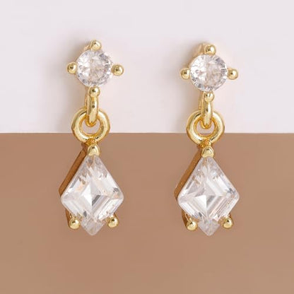 Crystal Drop Dangle Earrings Gold Silver Sparkling CZ Teardrop Earrings Elegant Lightweight Jewelry - color: Gold