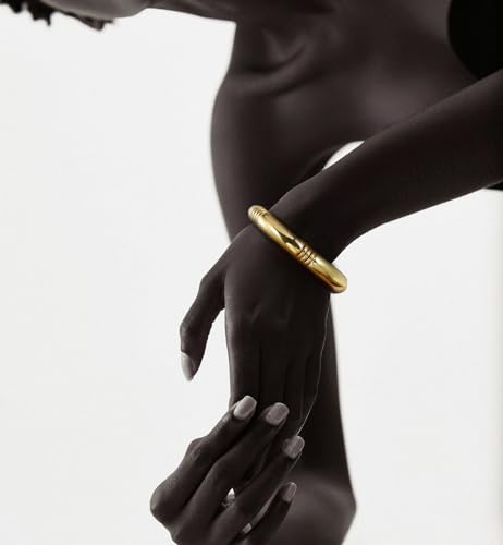 Gold Chunky Bangles Bracelets For Women 14k Gold Plated Stack Layered Curved Bamboo Tube Stretch Bracelets Gift Jewelry - color: 1pcs Gold