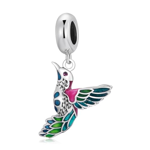 Hummingbird Charms For Bracelets 925 Sterling Silver Animal Dangle & Beads Butterfly Cat Beads Charms For Women Jewelry Gift - color: Silver Hummingbird