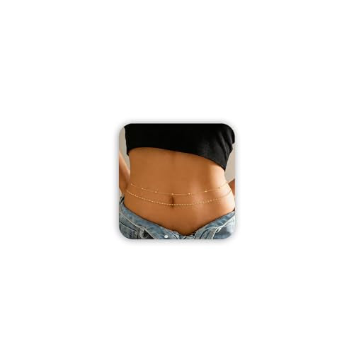 Gold Layered Waist Chain for Women, Adjustable Belly Chain | Adjustable layered waist chain for beach days, summer outfits, festivals, vacations, parties, and daily styling - style: Gold Style 4