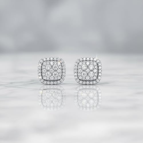 LeCalla 925 Sterling Silver Cubic Zirconia Stud Earrings for Women | Classic CZ Silver Earrings Jewelry | Birthday Anniversary Valentine’s Day Gift for Her, Wife, Mom - color: Cushion Shaped Cubic Zirconia