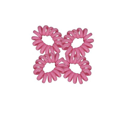 Jumbo Coil Pony Holder Hair Ties - Set of 4 (Pink) - color: Pink