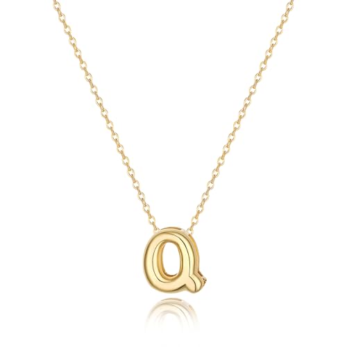 Initial Necklaces for Women Bubble Gold Silver Letter Necklace Dainty Personalized Charm Pendant Name Necklace Cute Non Tarnish Fashion Accessories Teen Gift Trendy Stuff Jewelry Gifts - color: Gold, style: Q
