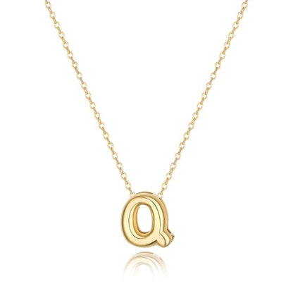 Initial Necklaces for Women Bubble Gold Silver Letter Necklace Dainty Personalized Charm Pendant Name Necklace Cute Non Tarnish Fashion Accessories Teen Gift Trendy Stuff Jewelry Gifts - color: Gold, style: Q