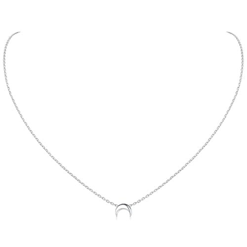 ChicSilver 925 Sterling Silver Cross/Heart/Butterfly/Star/Moon Necklace for Women, Hypoallergenic Dainty Small Silver Pendant Necklaces (with Gift Box) - style: 05.Moon