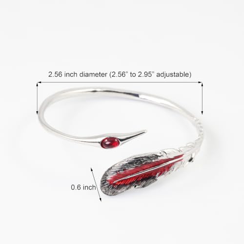 Innocence S925 Silver-Plated Antique Wide Feather Cuff Bracelet For Men Women Adjustable Retro Twisted Feathers Bracelets Gift Jewelry - color: Feather E