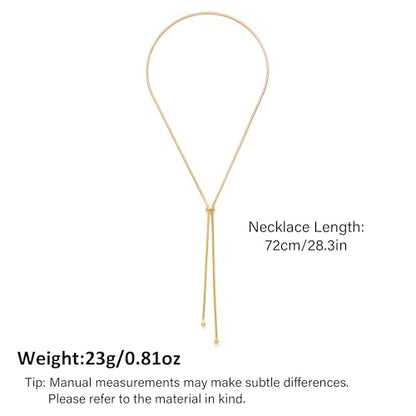 Gold Silver Necklace for Women Y Chain Adjustable Gold Long Necklaces Fashion Dainty Jewelry - color: gold A
