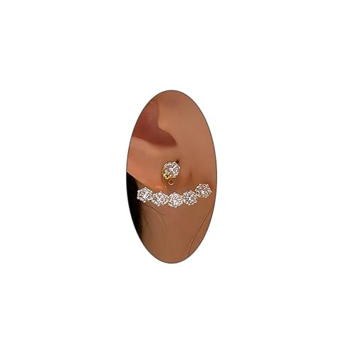 Rhinestone Star Jacket Statement Earrings for Women,14K Gold Cubic Zirconia Climber Stud Jewelry Party Prom Fashion Cartilage Earring Gifts - style: B