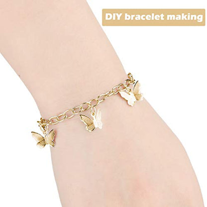Hicarer 24 Pieces Bracelet Chains Bulk with Ot Toggle Clasp Alloy Link Chains DIY Jewelry Making Bracelets for Women DIY Jewelry Valentine's Crafts Supplies(Gold) - color: Gold