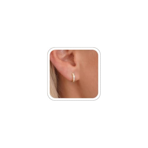 Star 14K Gold Plated Ear Cuff Earrings for Women Non Piercing, Dainty Silver Plated Clip on Cartilage Ear Cuff Non Pierced Trendy CZ Northstar Starburst Sparkling Climber Clawer Earring Jewelry - style: Huggie Hoop-3