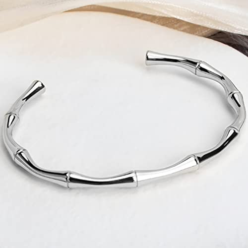 Jude Jewelers Stainless Steel Classical Plain Bamboo Style Open Cuff Bangle Bracelet