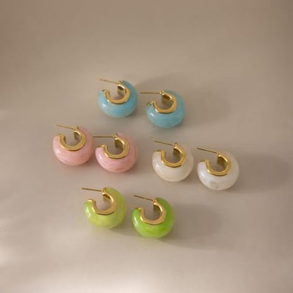 Chunky Hoop Earrings for Women, Lightweight Statement Daily Wear Gifts - color: Green C