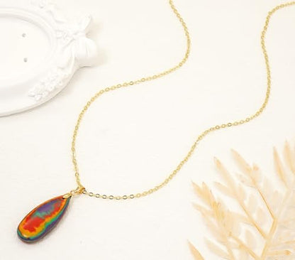 Stone Necklaces for Women Teardrop Gemstone Pendant Necklace Natural Stone Chain Necklaces - color: Flower Gold