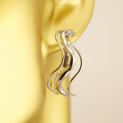 Dangle Flower Gold Earrings for Women, Trendy Statement Hoop Earrings, Gold Floral Drop Earrings Jewelry for Gifts - color: Irregular shape - 925 Silver