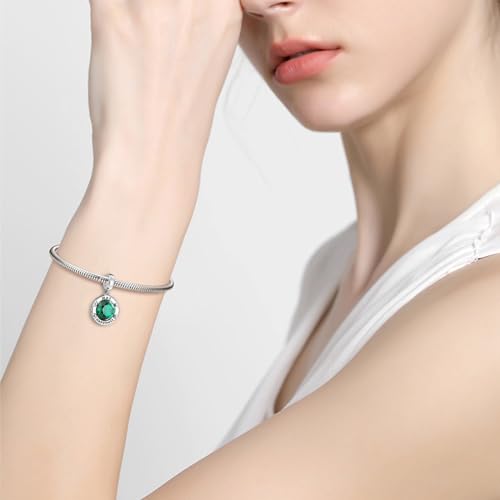 Birthstone Charms for Women Bracelets Birthday Bead Charms fit Pandora Bracelets Mothers Day Gifts for Women - color: 05-May(Emerald)