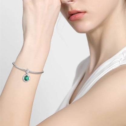 Birthstone Charms for Women Bracelets Birthday Bead Charms fit Pandora Bracelets Mothers Day Gifts for Women - color: 05-May(Emerald)