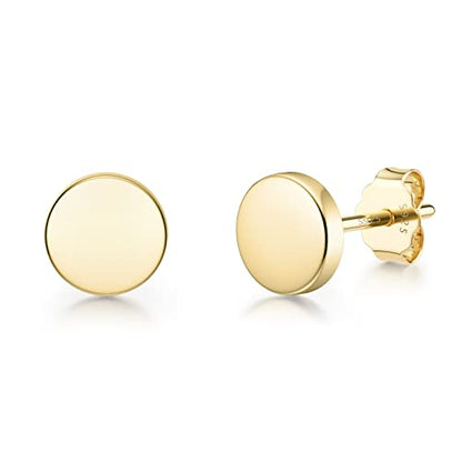 JIAYIQI Minimalist 925 Sterling Silver Stud Earrings Set, 14K Gold Plated Hypoallergenic Tiny Bar Dot Heart Star Studs for Women & Men - style: Gold-Dot-1 Pair