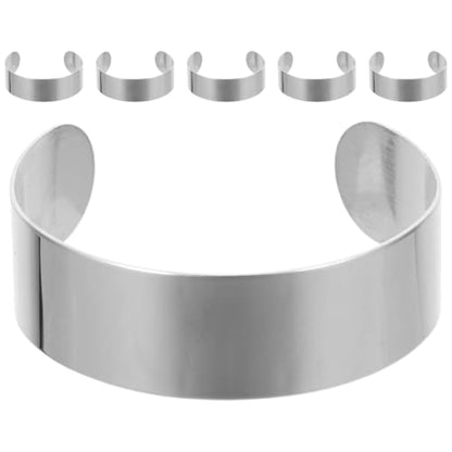 Operitacx Stainless Steel Open Cuff Bracelet Blanks 2.48 Inch Metal Bangle Set for DIY Jewelry Making Stamping and Engraving Supplies - color: 6Pcs-20mm