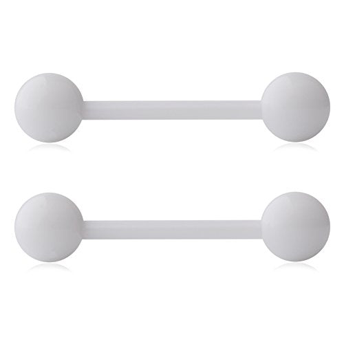 14G 16mm Acrylic Nipple Tongue Barbell Ring Body Piercing Jewelry Retainer 2-6PCS - color: 2PCS - White