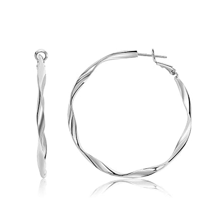 Rose/White/18k Gold Plated Hoop Earrings Lightweight Hoop Earrings For Women Loop Earrings 1in 2in - color: White Gold, size: 50mm