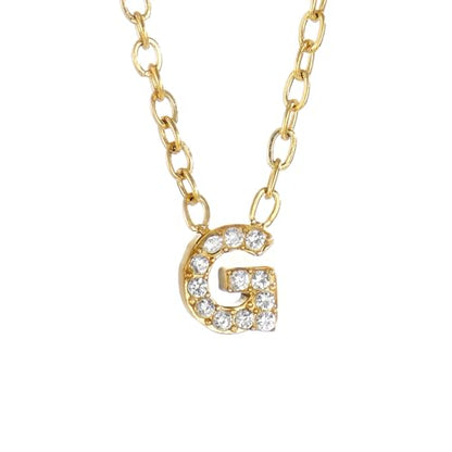 Small Letter Necklace for Women 18K Gold Plated Cubic Zirconia Tiny Initial Necklace Dainty Personalized Name Necklaces - color: G-Gold