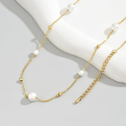 Gold Cross Women's Necklace 18K Gold Plated Stainless Steel Handmade Pearl Necklace Gold Paperclip Necklace, Fashion Jewelry Gifts - style: fashions