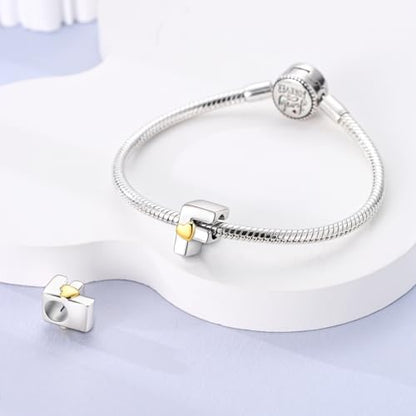 925 Sterling Silver Letter Charms A-Z for Bracelet Necklace Alphabet Bead | Heart letter A B C D G J charm initial gold Pendant beads Jewelry Gift for Women - color: Letter F