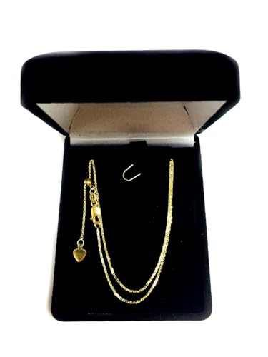 Jewelry Affairs 10k Yellow Real Gold Adjustable Cable Link Chain Necklace, 0.9mm, 22"
