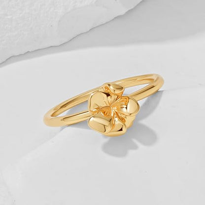 Birth Flower Stacking Ring for Women | 14K Gold Plated Brass, 12 Engraved Floral Motifs, Slim Stack-Ready Band, Available in US Sizes 5-9 - style: Feb.-Violet