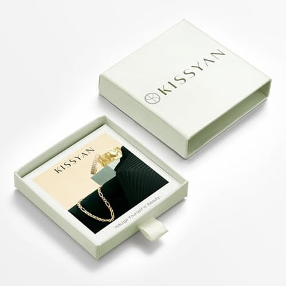KissYan Initial Letter Pendant Necklace for Men Women, 14K Gold Plated Square Capital Monogram Necklace Alphabets from A-Z Figaro Chain Jewelry | 14K Gold Filled/White Gold Plated, Square Letter Capital Monogram Pendant with 20''+2'' Figaro Chain, Alphabe