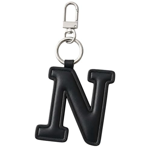 Initial Letter Keychain,Stainless Steel,Colorful Faux Leather Keyring for Backpack,Purse,Car Keys,Gift for Men Women - color: N
