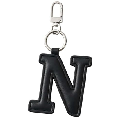 Initial Letter Keychain,Stainless Steel,Colorful Faux Leather Keyring for Backpack,Purse,Car Keys,Gift for Men Women - color: N
