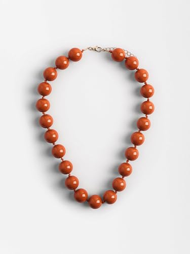 JNF Chunky Beaded Necklaces Women Large Big Ball Bead Choker Necklace Bold Statement Beads jewelry Gift - color: dark orange beaded