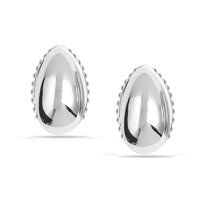 LeCalla 925 Sterling Silver Omega Back Stud Earrings for Women | Classic Pierced Omega Closure Earring | Earring Jewelry Gift for Her, Wife or Girlfriend | Daily Wear & Special Occasion Earring - color: Beaded Dome