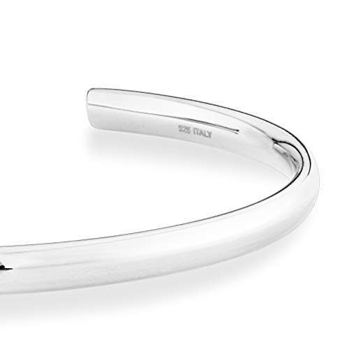 Miabella 925 Sterling Silver or 18K Gold Plated 925 Sterling Silver Italian 4mm Open Cuff Polished Bangle Bracelet for Women Adjustable 7.25 to 7.5 Inch Made in Italy - style: Sterling-Silver