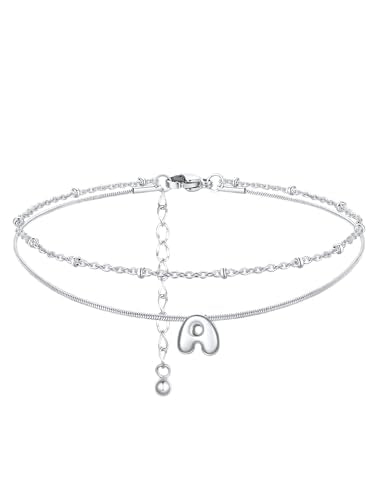 ChainsProMax Initial Ankle Bracelets for Women, Waterproof Anklets Bracelet Adjustable Summer Beach Women Foot Jewelry, Stainless Steel/Gold Plated-Send Gift Box/Letter A-Z - color: Steel-A