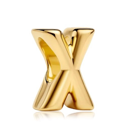 Gold Letter Charms A-Z for Bracelets 925 Sterling Silver Alphabet Initial Charms Beads Jewelry Gifts for Women - color: X