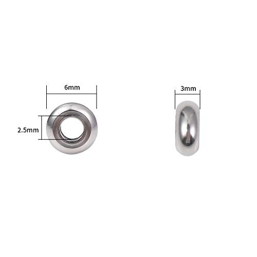 Stainless Steel Spacer Beads 6x3mm Rondelle Loose Charm Caps Beads for DIY Jewelry Making 100pcs with 2.5mm Hole - color: 6x3mm 2.5mm