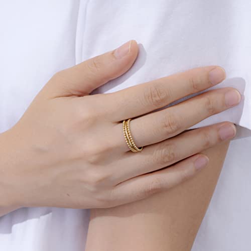 Amazon Essentials 14K Gold or Rhodium Plated Sterling Silver Stacking Ring Set of 3 - color: Yellow Gold, size: 5