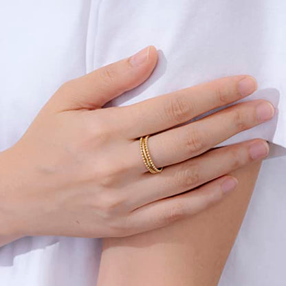 Amazon Essentials 14K Gold or Rhodium Plated Sterling Silver Stacking Ring Set of 3 - color: Yellow Gold, size: 8