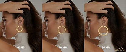 Milla Twisted Hoop Earrings for Women – Hypoallergenic Silver or Gold Statement Hoops – Lightweight & Easy to Wear - color: Gold Plated / 2.4 in / Large
