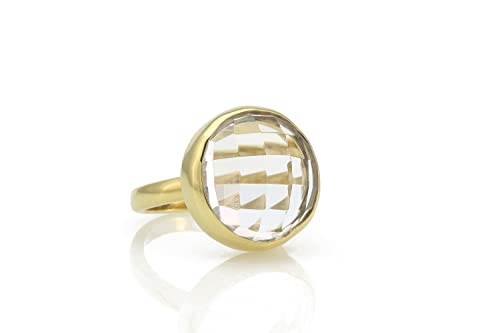 Quartz Ring - Fashion Statement Bezel Ring for Women - Handmade Crystal Ring - Customizable Size Artisan Jewelry with Fancy Box