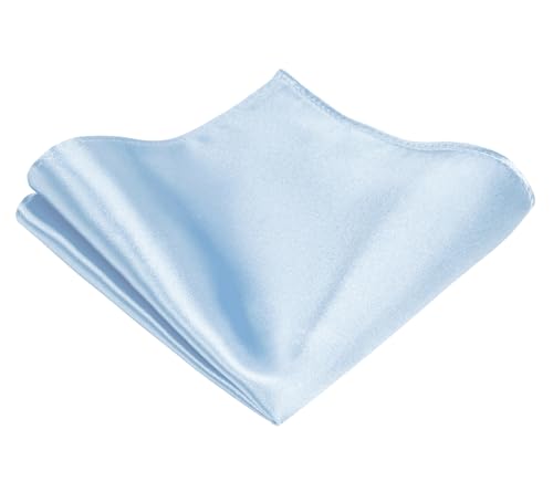 TIE G Solid Satin Woven dyed Color Formal Black Necktie and Pocket Square Sets in Gift Box - color: Baby Blue