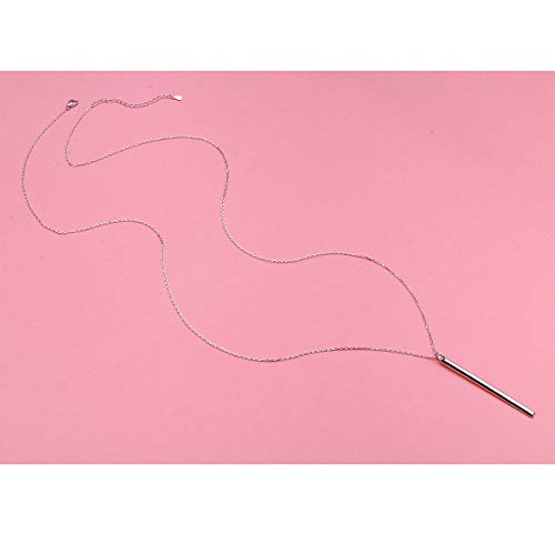 Long Chain Necklace S925 Sterling Silver Large Pendant for Women Sweater