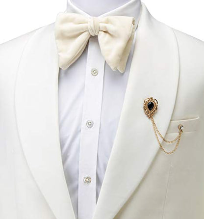 A N KINGPiiN Lapel Pin for Men Stone Detailing with Engraving Metal Crystal Chain Brooch Suit Stud, Shirt Studs Men's Accessories (Gold-Black)