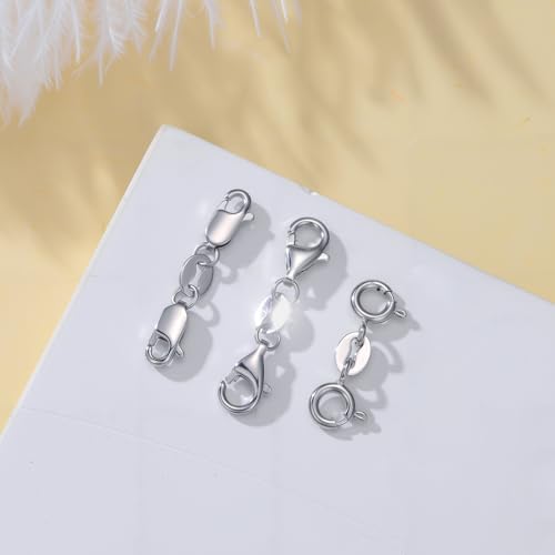 925 Sterling Silver Lobster Clasp for DIY Necklace Bracelet Jewelry Making, Double Spring Clasp with Closed Jump Rings, Necklace Extender Clasp Connector Bracelet Extension (Style 12) - style: Style 12